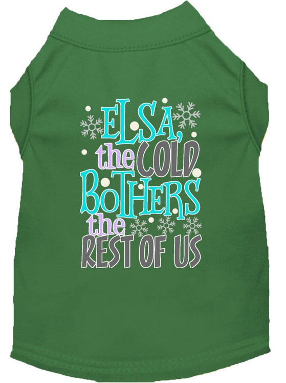 Elsa, the Cold Screen Print Dog Shirt Green XXL